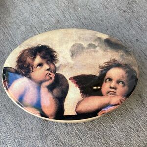 Oval Cherub Art Trinket Box